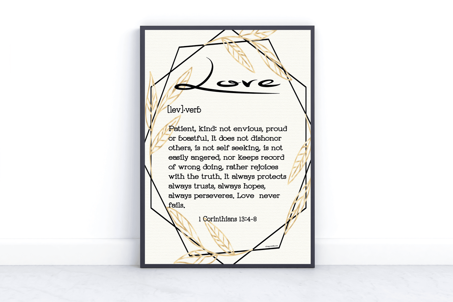 1 Corinthians 13:4-8 Love Defined scripture wall art