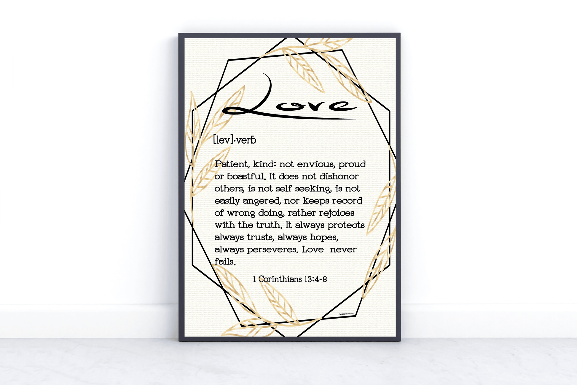 1 Corinthians 13:4-8 Love Defined scripture wall art