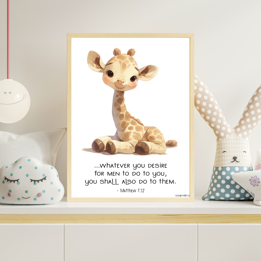 Psalm 23 and 1 - Giraffe Art Print