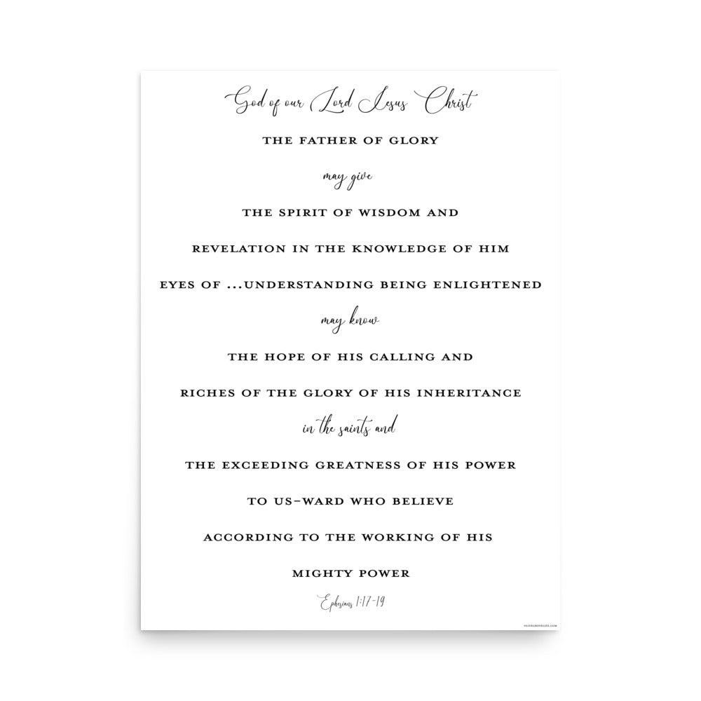 Ephesians 1:17-19 Art Print 18 x 24