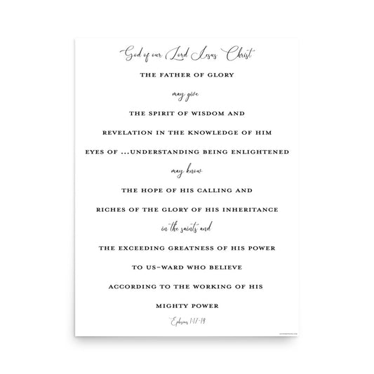 Ephesians 1:17-19 Art Print 18 x 24
