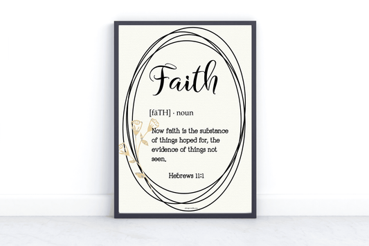 Hebrews 11:1 Faith Based Art Print Basic Mockup