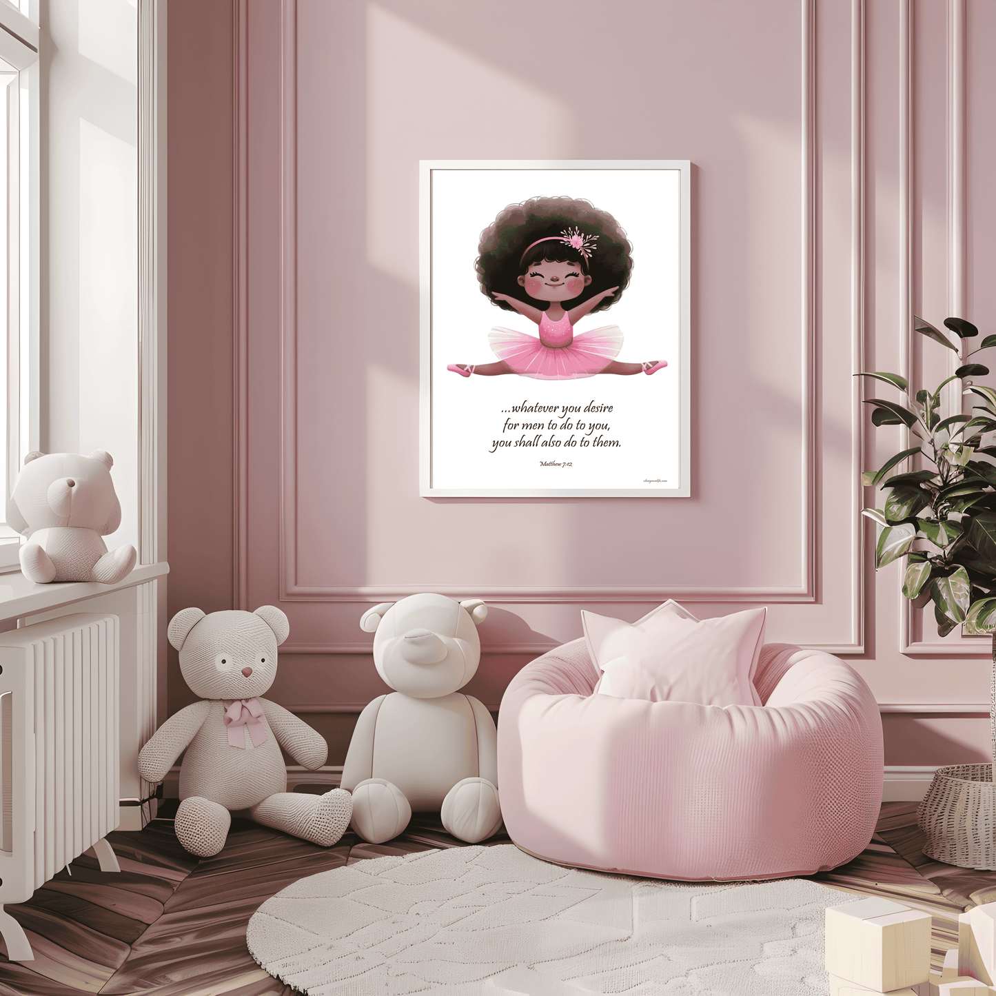 Matthew 7:12 Wall Art hanging a pink girls room