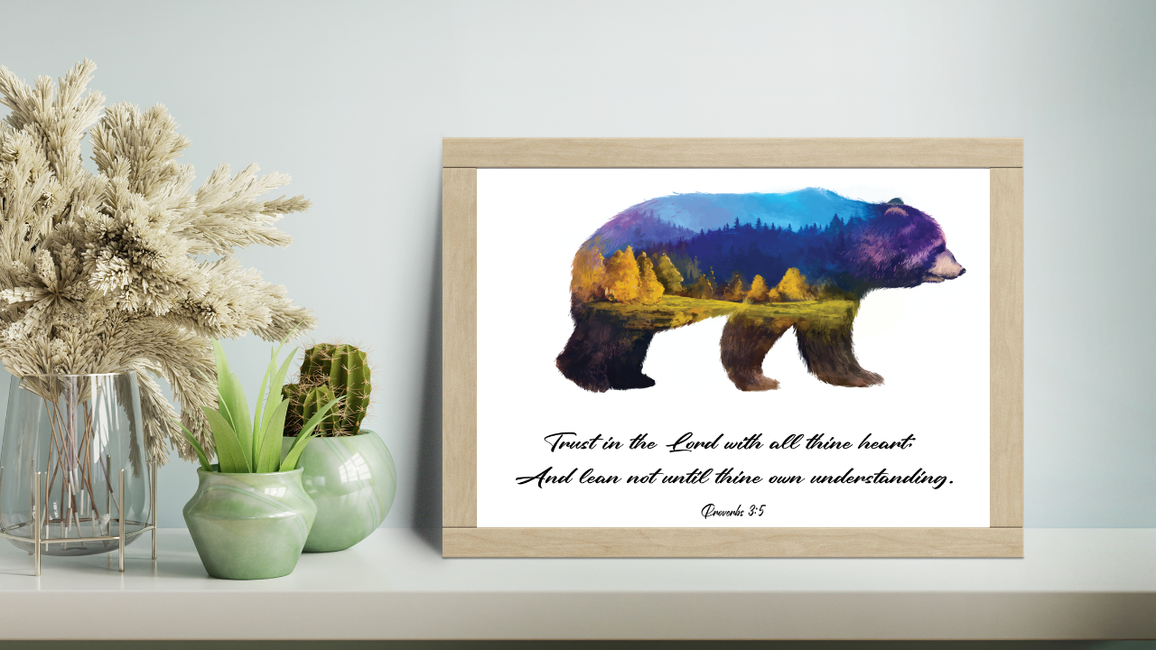 Joshua 1 and 9 - Bear Art Print on shelf