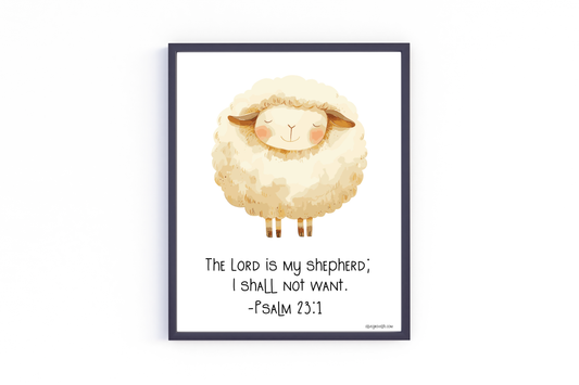 Psalm 23 and 1 - Sheep Art Print