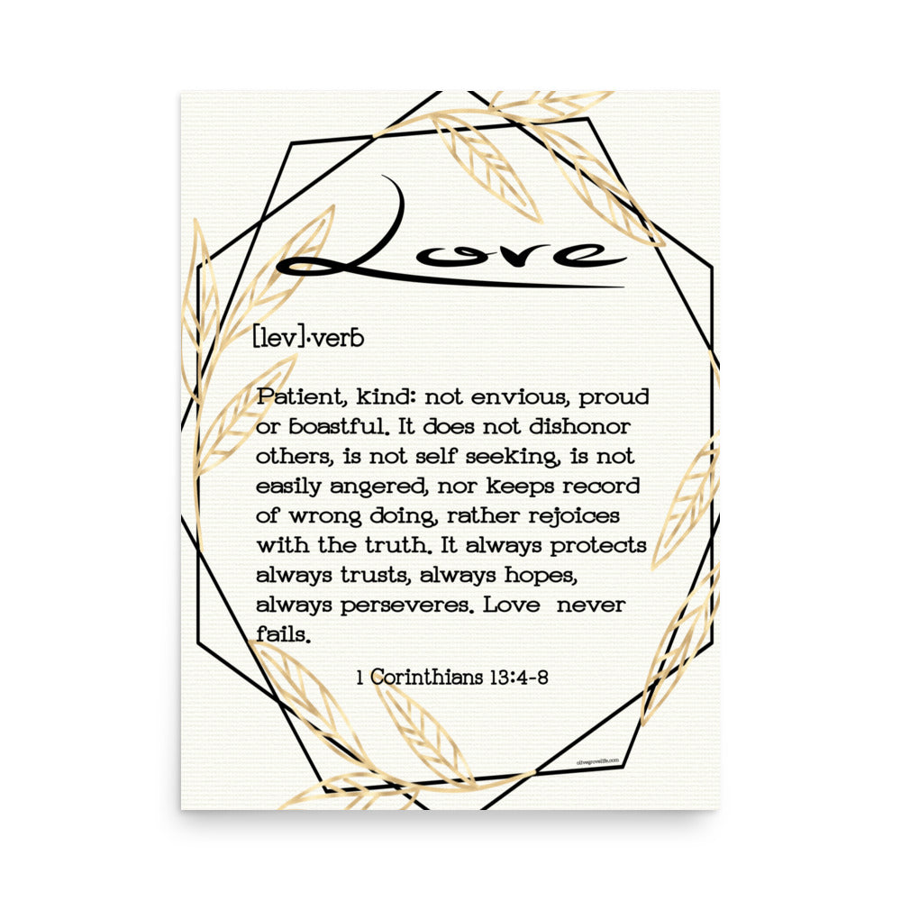 1 Corinthians 13:4-8 Love Defined scripture wall art 18 x 24