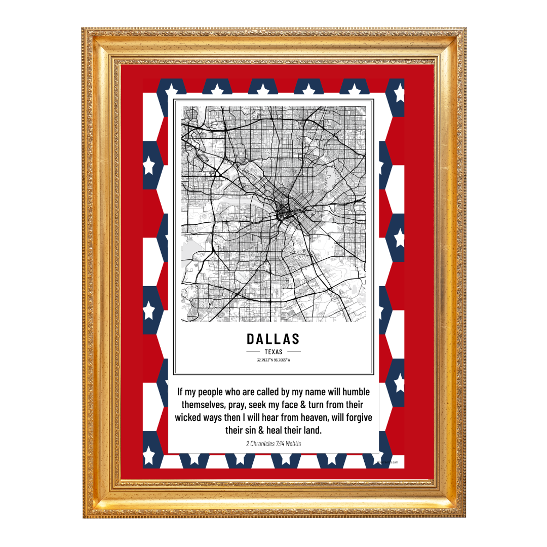 2 Chronicles 7:14 Dallas, TX Art Print framed