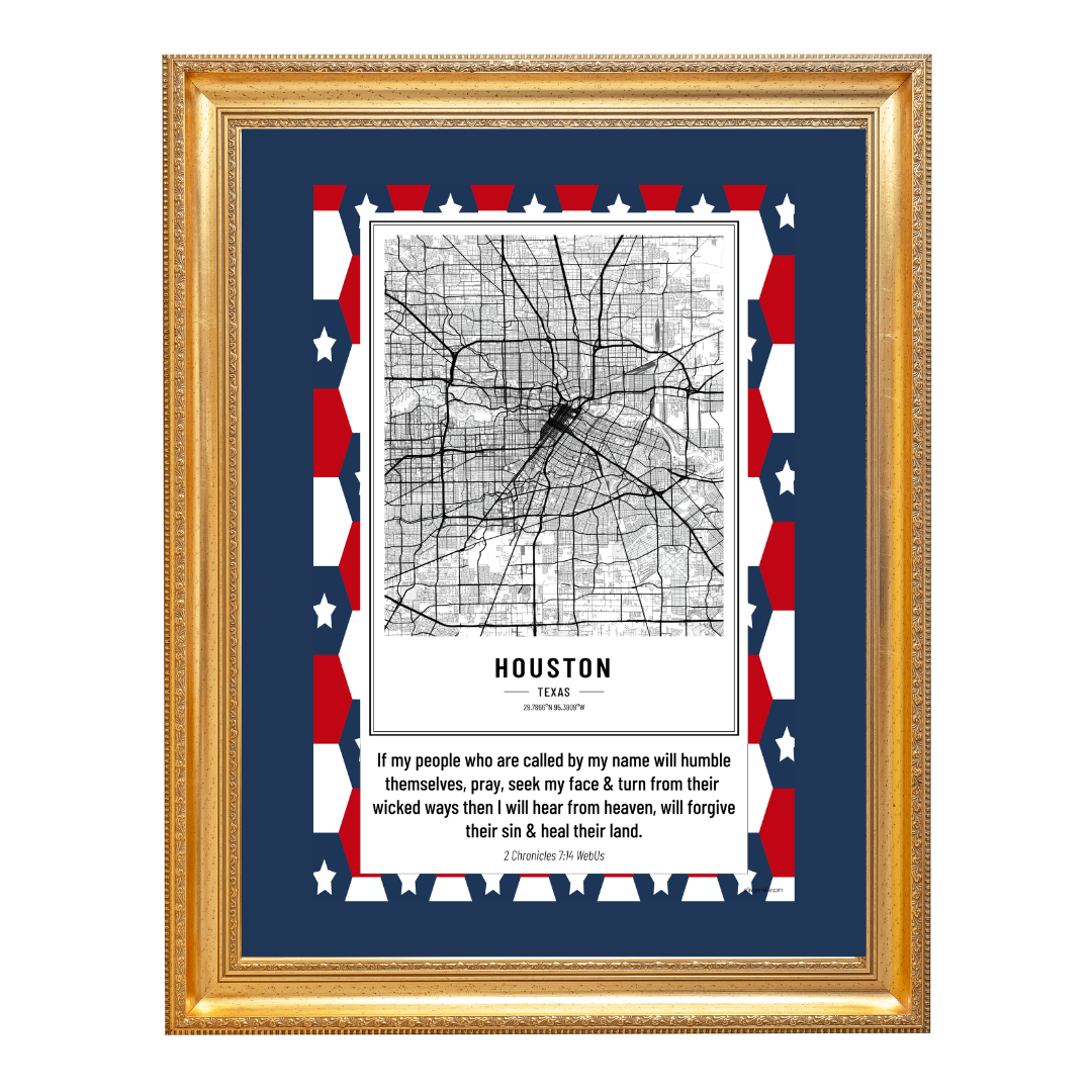 2 Chronicles 7:14 Houston TX Art Print framed