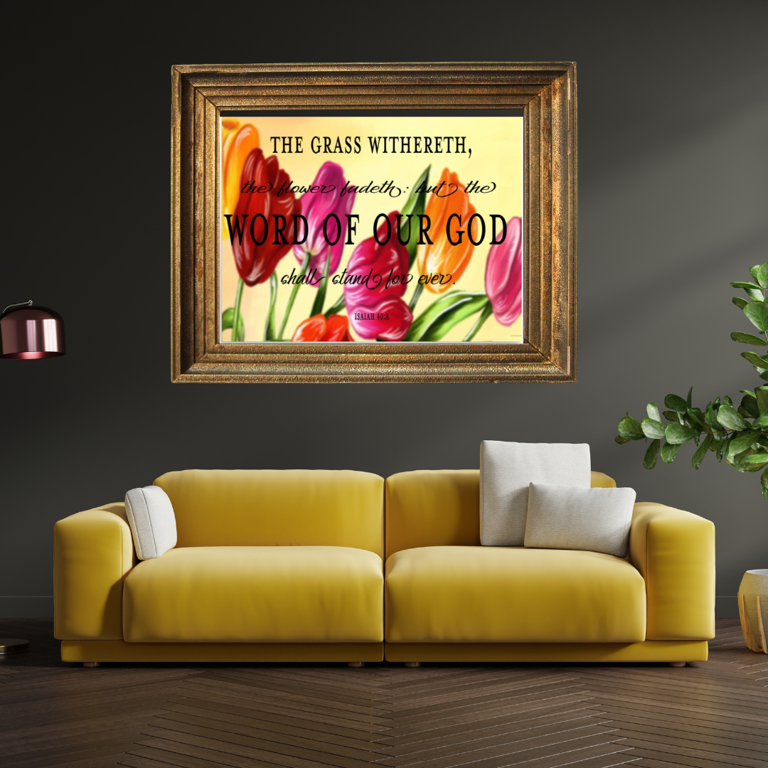 Isaiah 40:8 Art Print sofa mockup