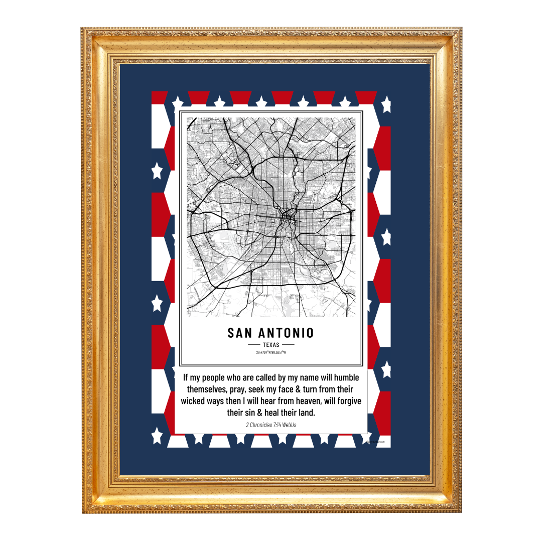 2 Chronicles 7:14 San Antonio TX Art Print framed