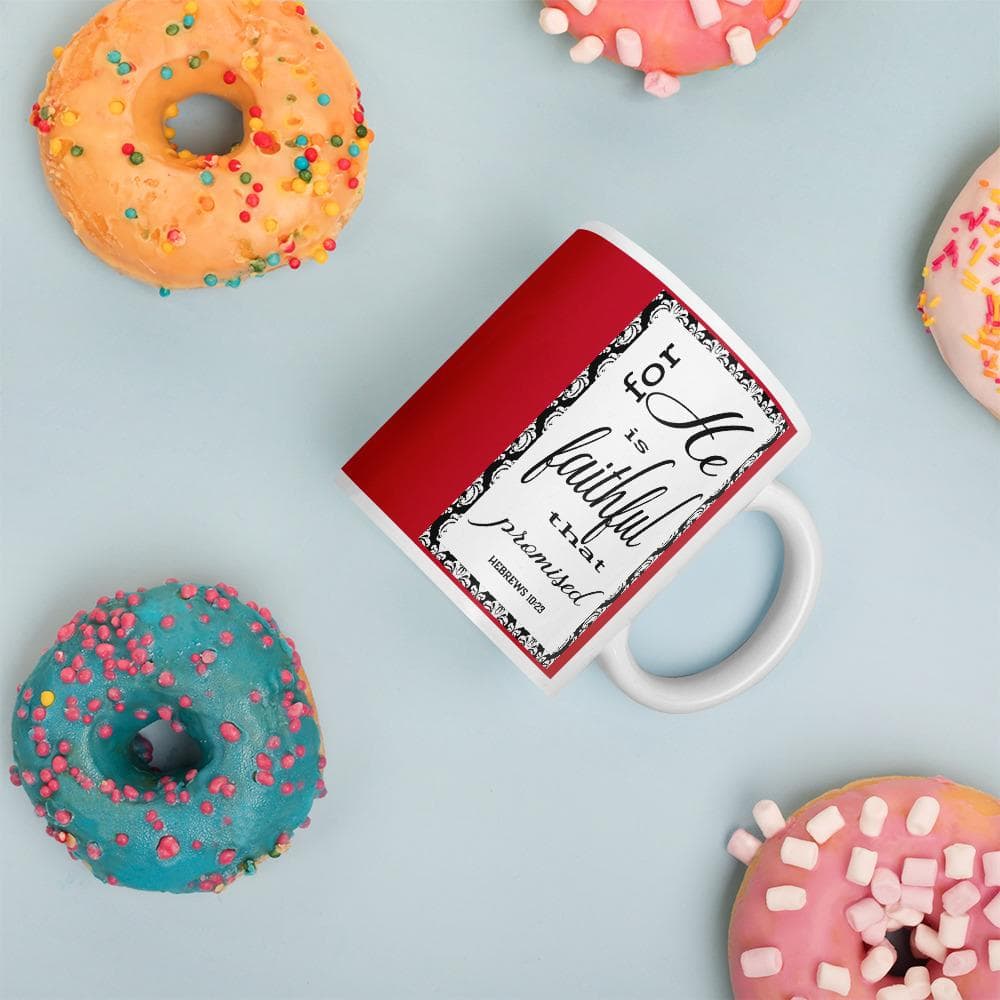 Hebrews 10:23 God's Promises Ceramic Mug with donuts