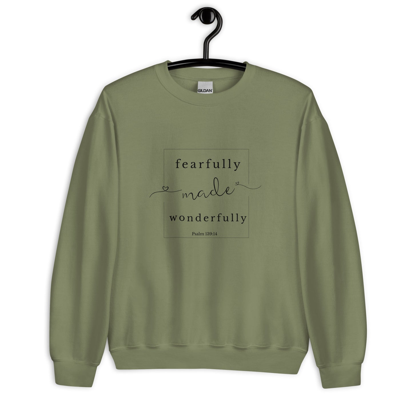 Psalm 139:14 Crew neck Sweatshirt - military green front