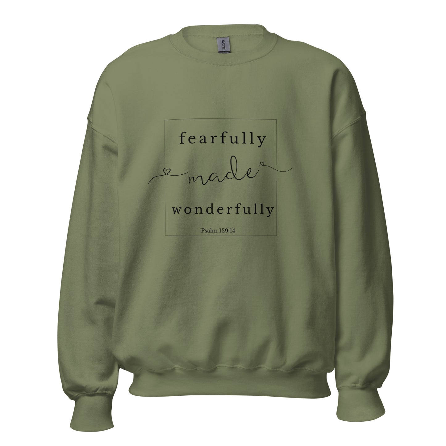 Psalm 139:14 Crew neck Sweatshirt - military green front