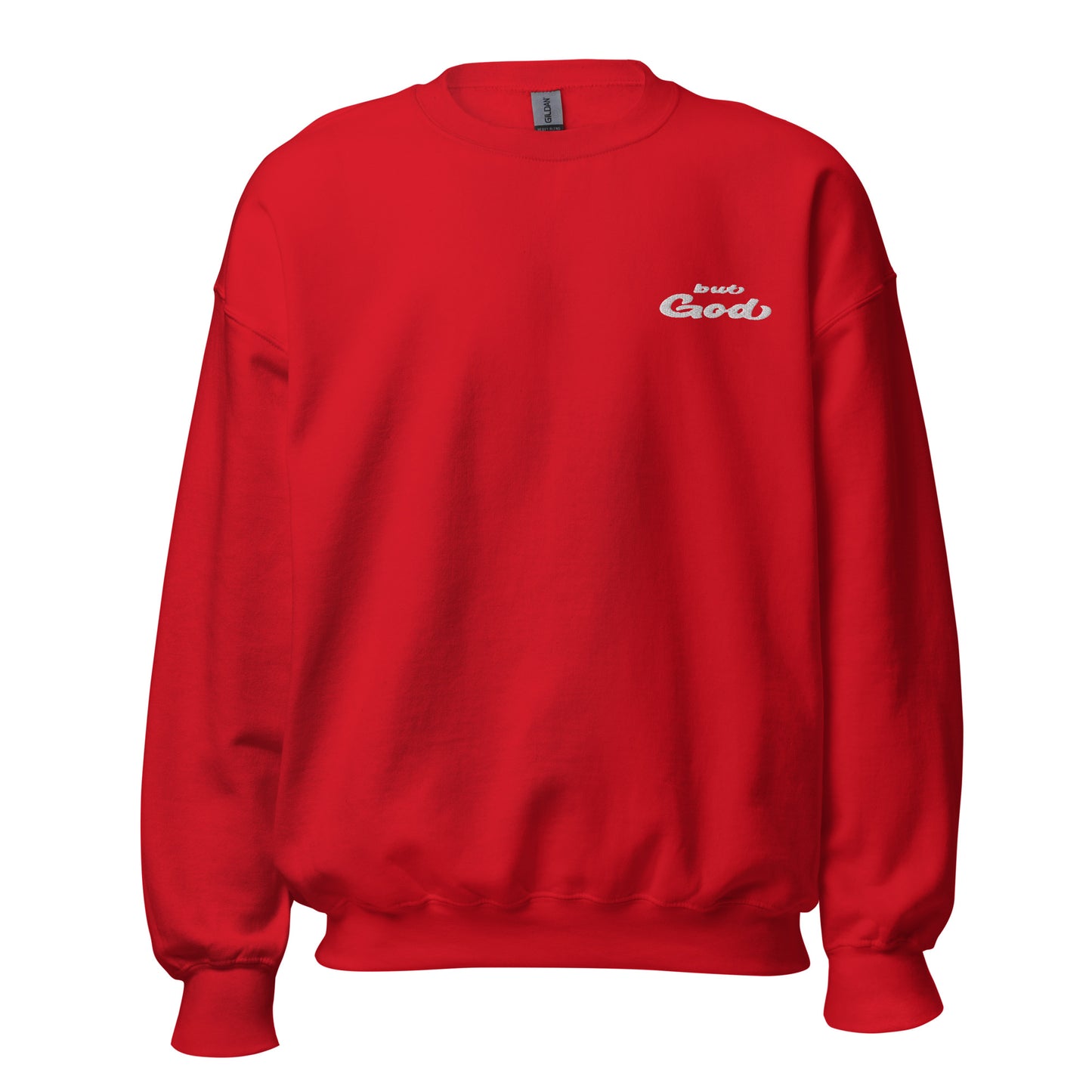 But God Embroidered Unisex Sweatshirt red