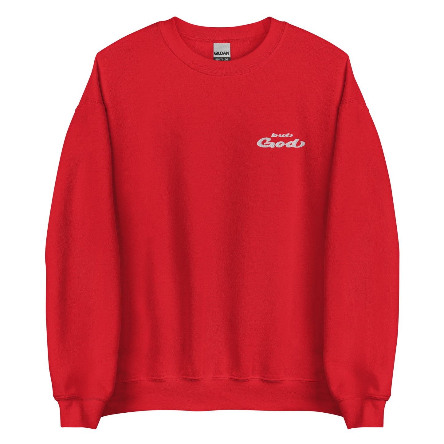 But God Embroidered Unisex Sweatshirt red