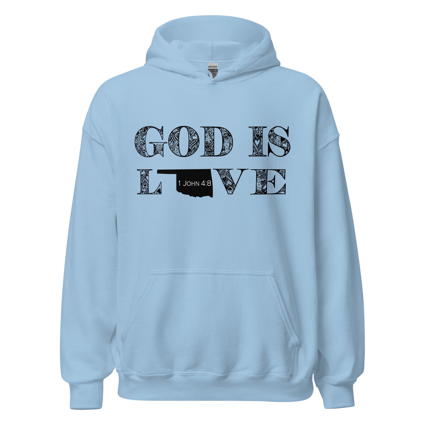 1 John 4:8 God Is Love Unisex Oklahoma Hoodie light blue