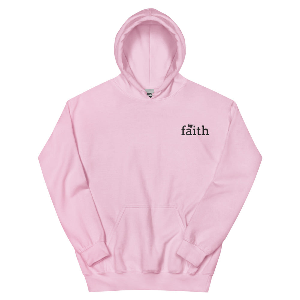 By Faith Embroidered Unisex Hoodie light pink