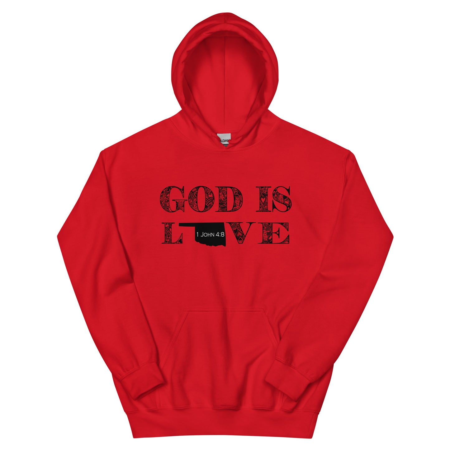 1 John 4:8 God Is Love Unisex Oklahoma Hoodie red