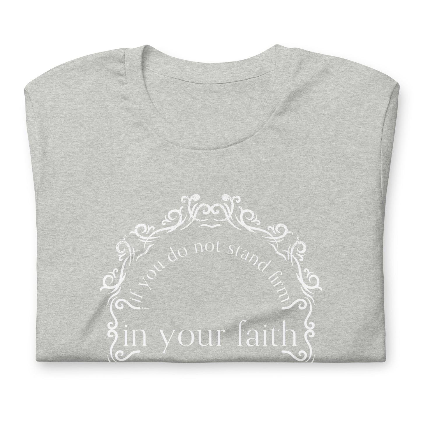 Isaiah 7:9 Ladies' Short Sleeve T-shirt athletic heather folded