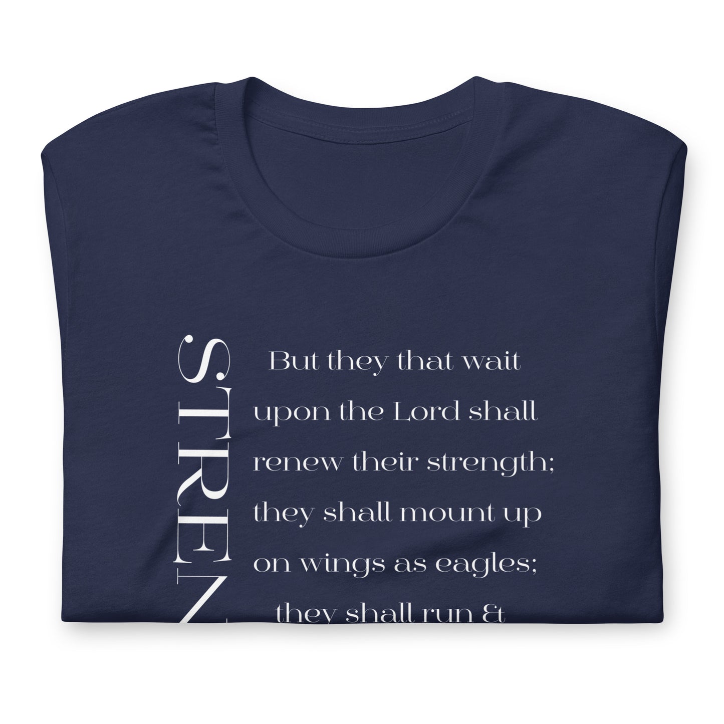Isaiah 40:31 Strength Short-Sleeve Unisex T-Shirt navy folded