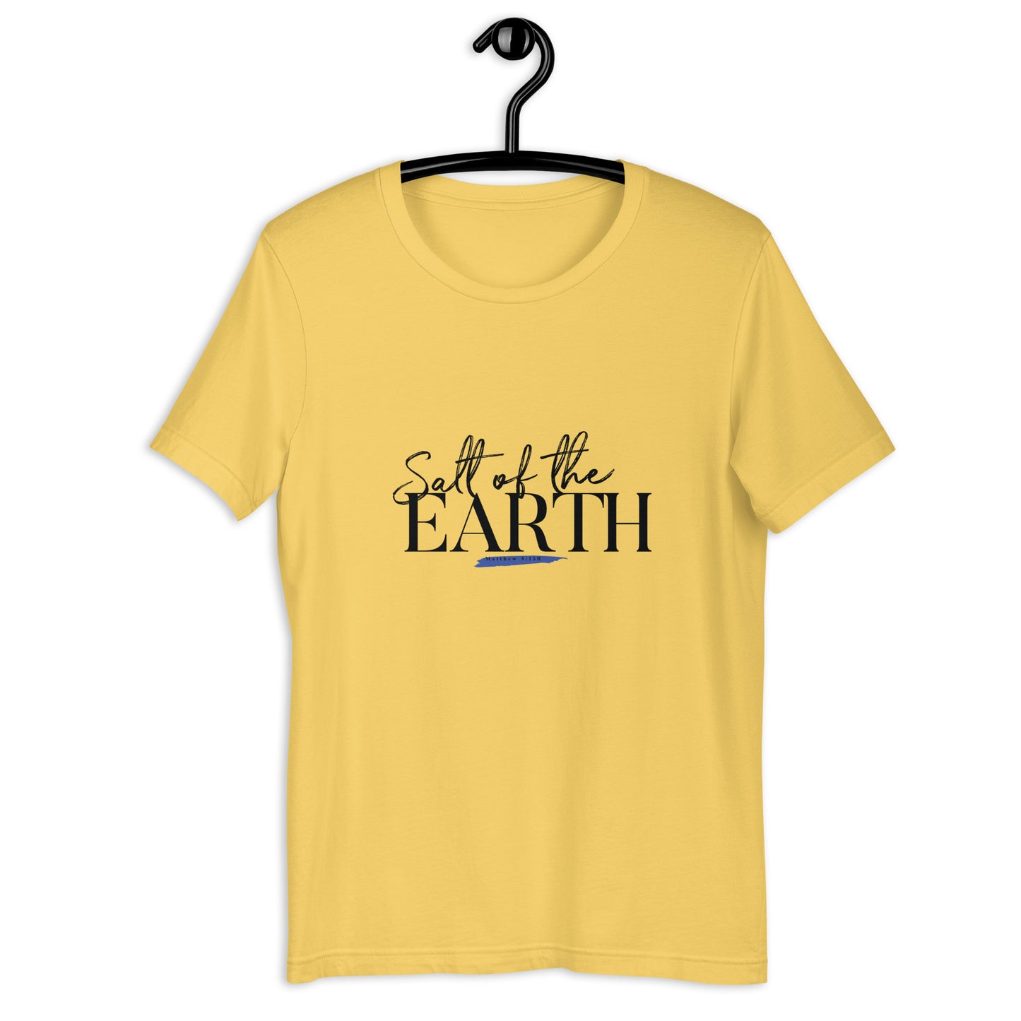 Matthew 5:13 Unisex Short-Sleeve T-Shirt Yellow on hanger