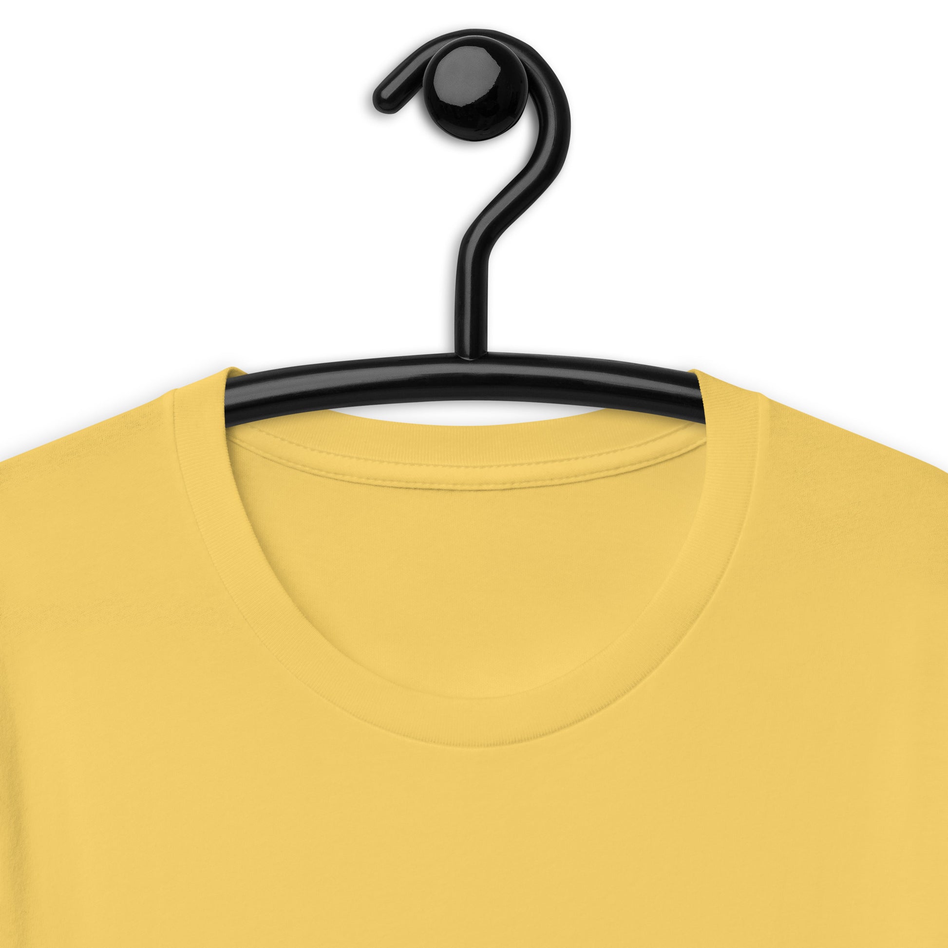 Matthew 5:13 Unisex Short-Sleeve T-Shirt Yellow on hanger closeup on neckline
