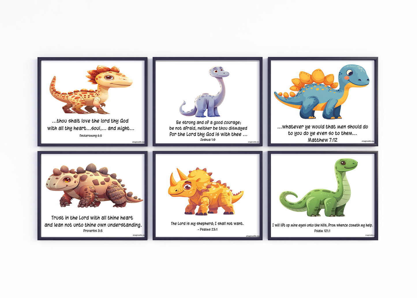 6 Dinosaur Scripture Wall Art