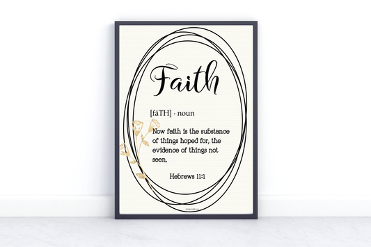 Hebrews 11:1 Faith Based Art Print Basic Mockup