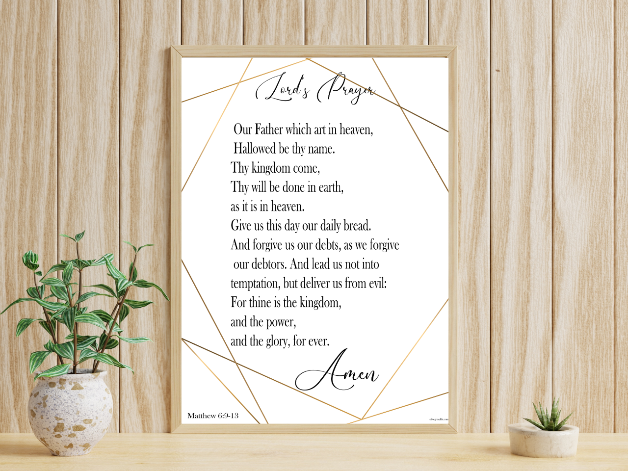 Matthew 6:9-13 Gold Lord's Prayer Wall Art Mockup