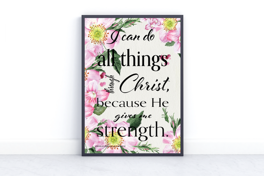 Philippians 4:13 Bible Verse Art Print – Olive Grove Life