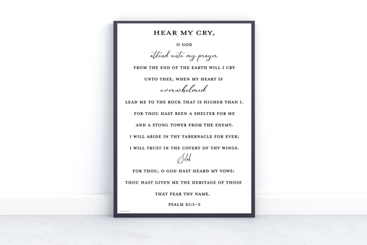 Psalm 61:1-5 Art Print