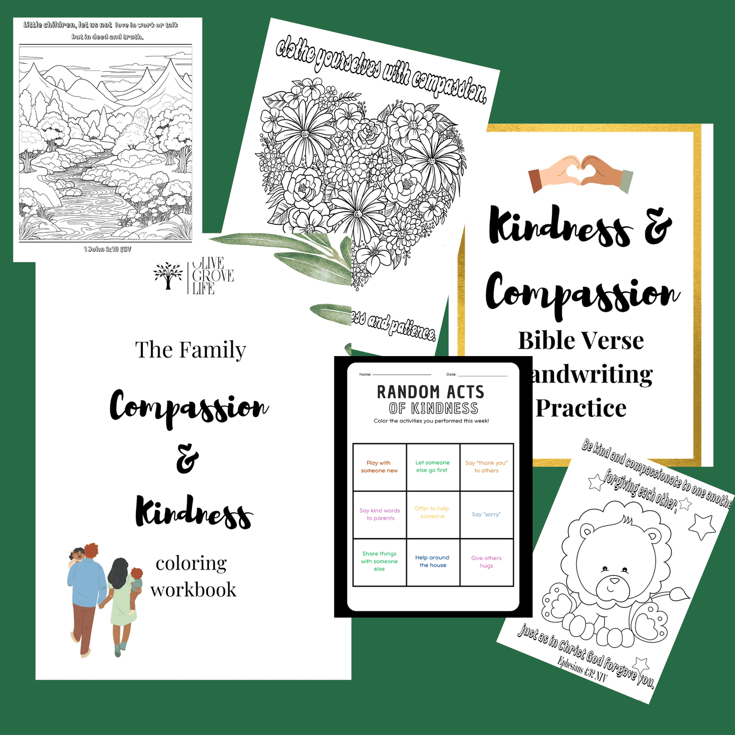 Compassion and kindness workbook pages