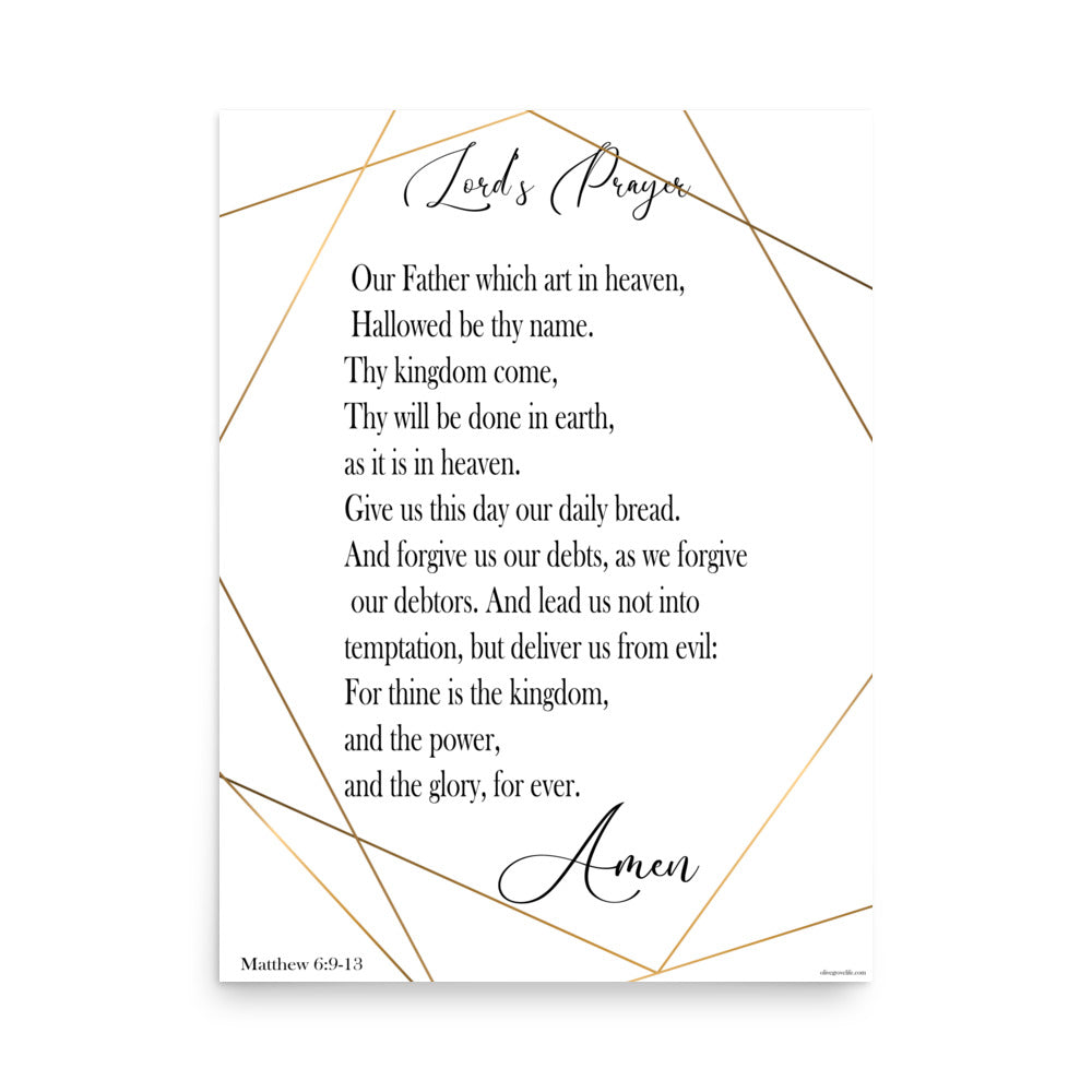 Matthew 6:9-13 Gold Lord's Prayer Art Print