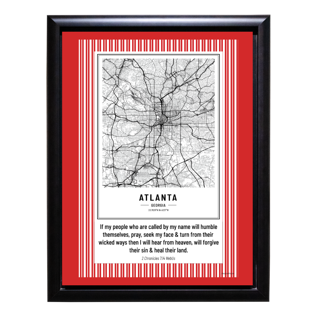 2 Chronicles 7:14 Atlanta GA Art Print framed