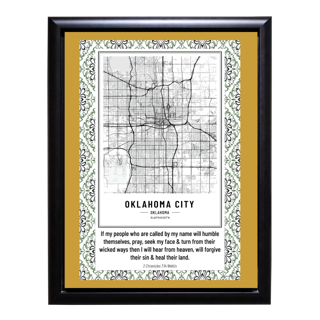 2 Chronicles 7:14 Oklahoma City OK Art Print framed