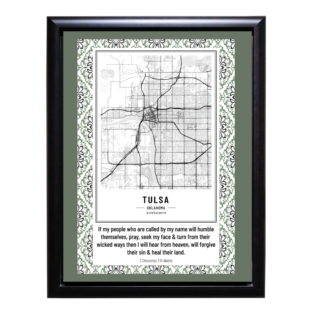 2 Chronicles 7:14 Tulsa OK Art Print framed