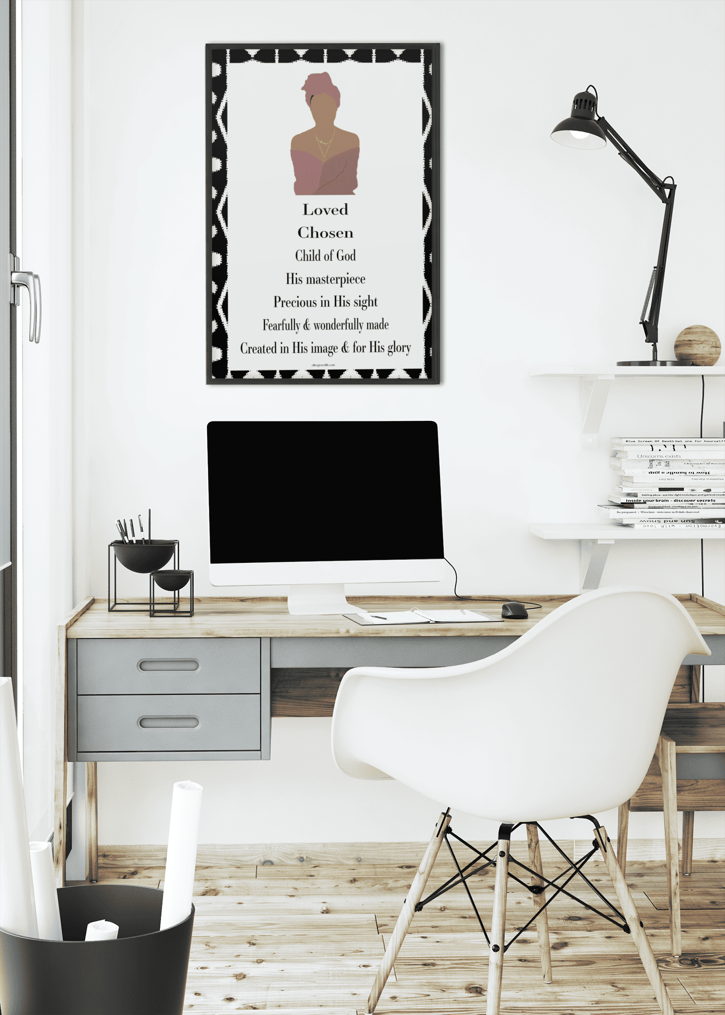 Spiritual Identity Woman Art Print above desk