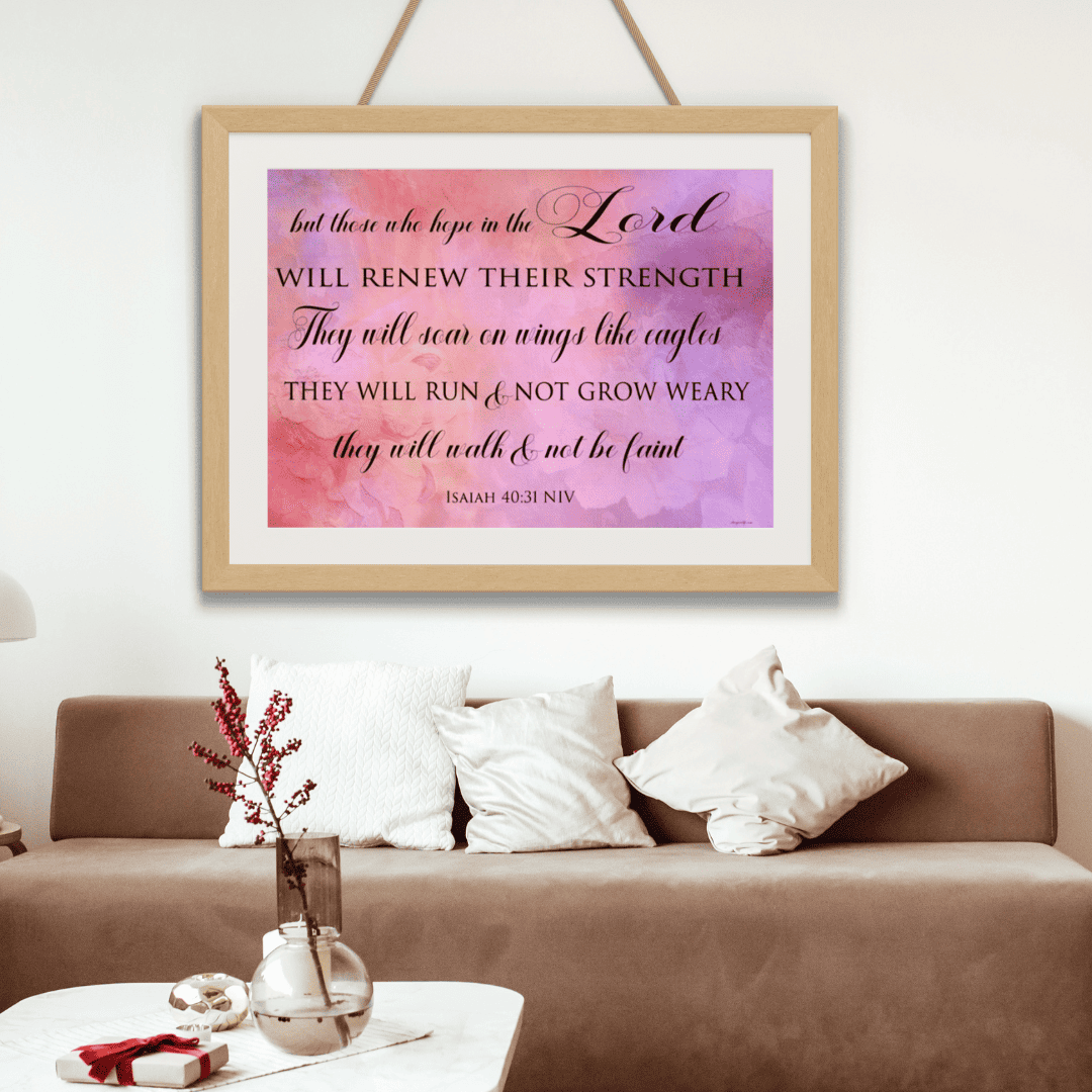 Isaiah 40:31 Art Print couch mockup