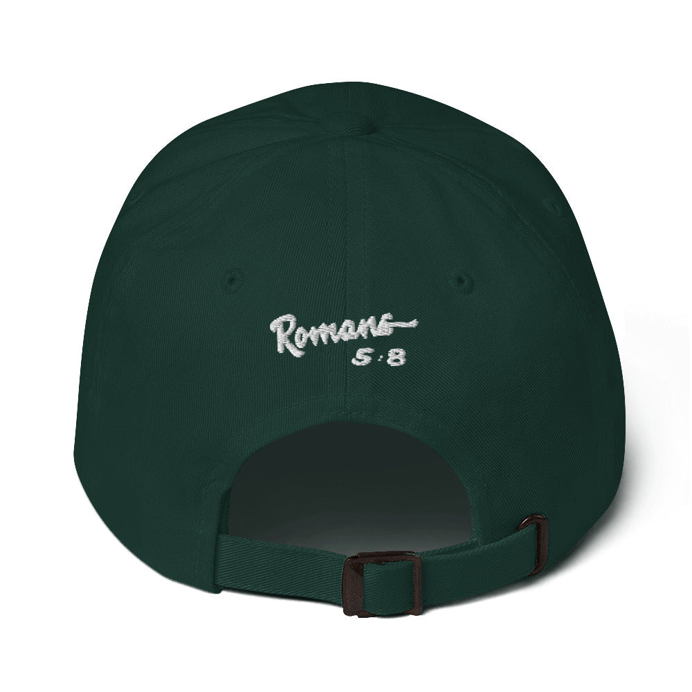 But God Romans 5:8 Classic Hat spruce back view