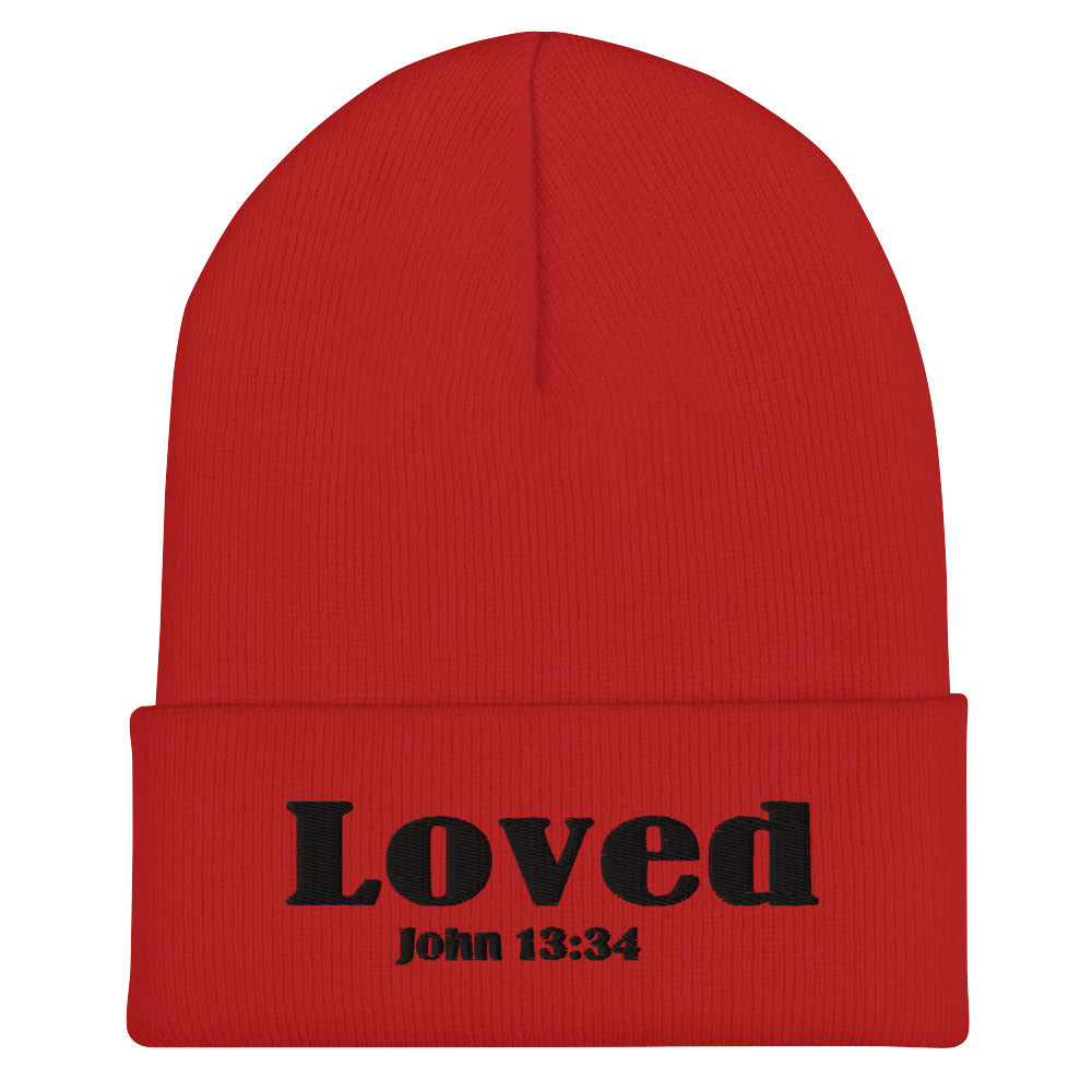 John 13:34 Cuffed Beanie red