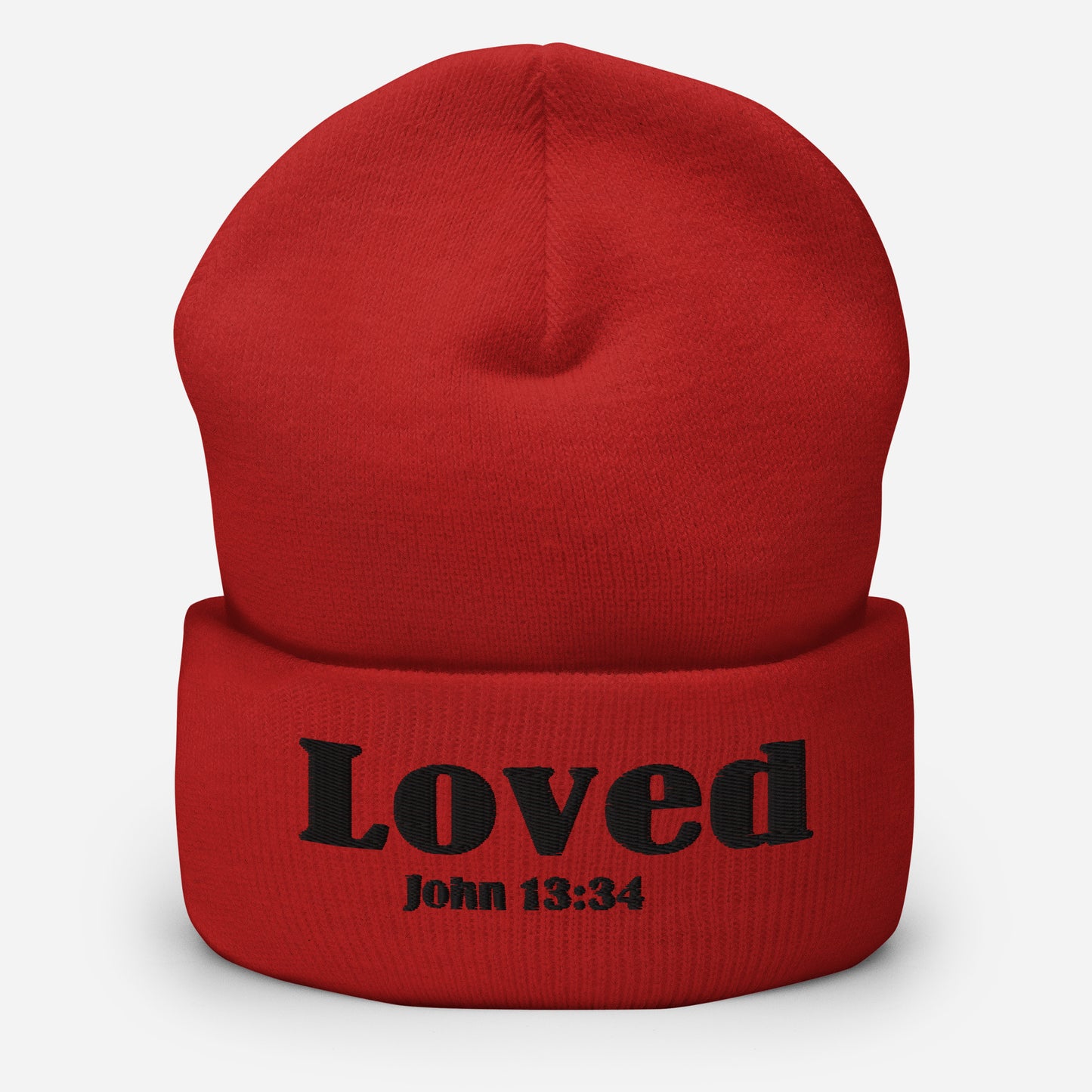 John 13:34 Cuffed Beanie red