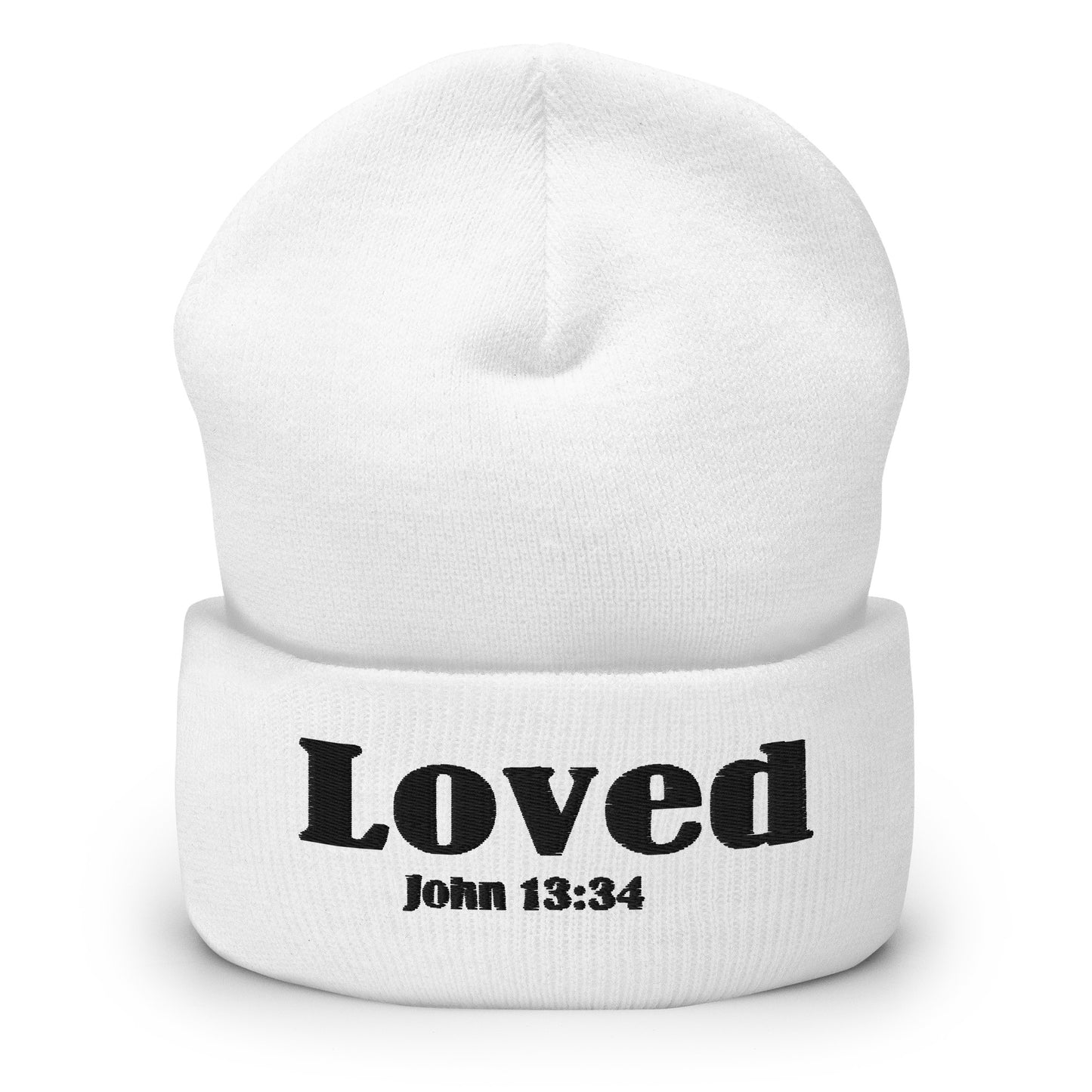 John 13:34 Cuffed Beanie white