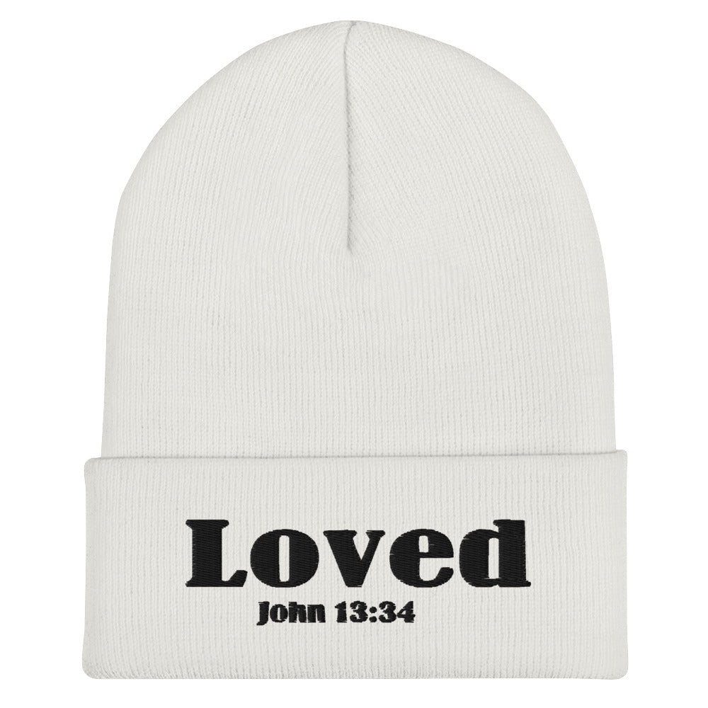 John 13:34 Cuffed Beanie white