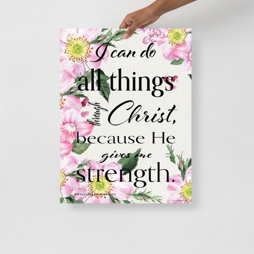 Philippians 4:13 Bible verse art print 18x24