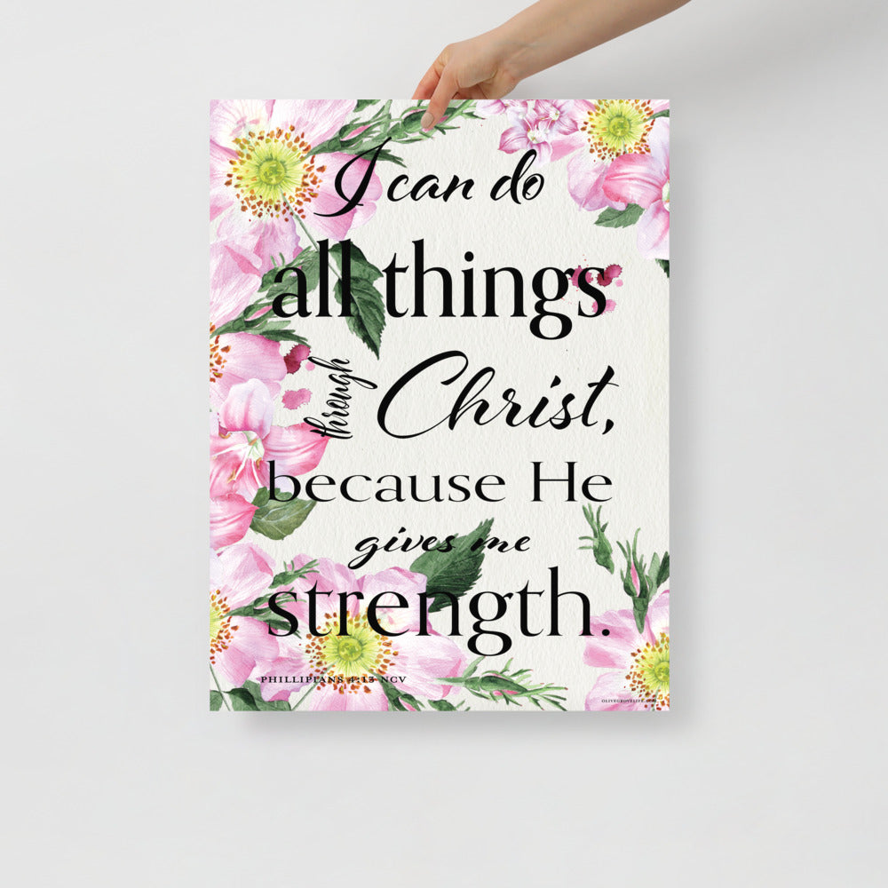 Philippians 4:13 Bible verse art print 18x24