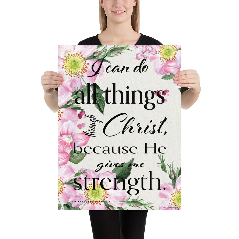 Philippians 4:13 Bible verse art print – Olive Grove Life