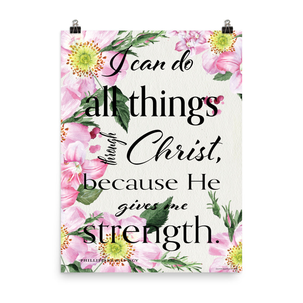 Philippians 4:13 Bible verse art print  18x24