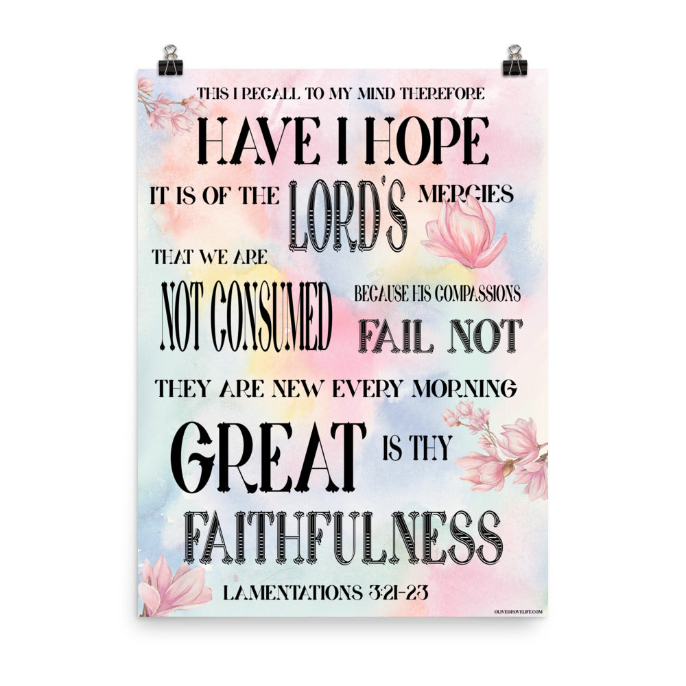 Lamentations 3:21-23 Scripture Art Print