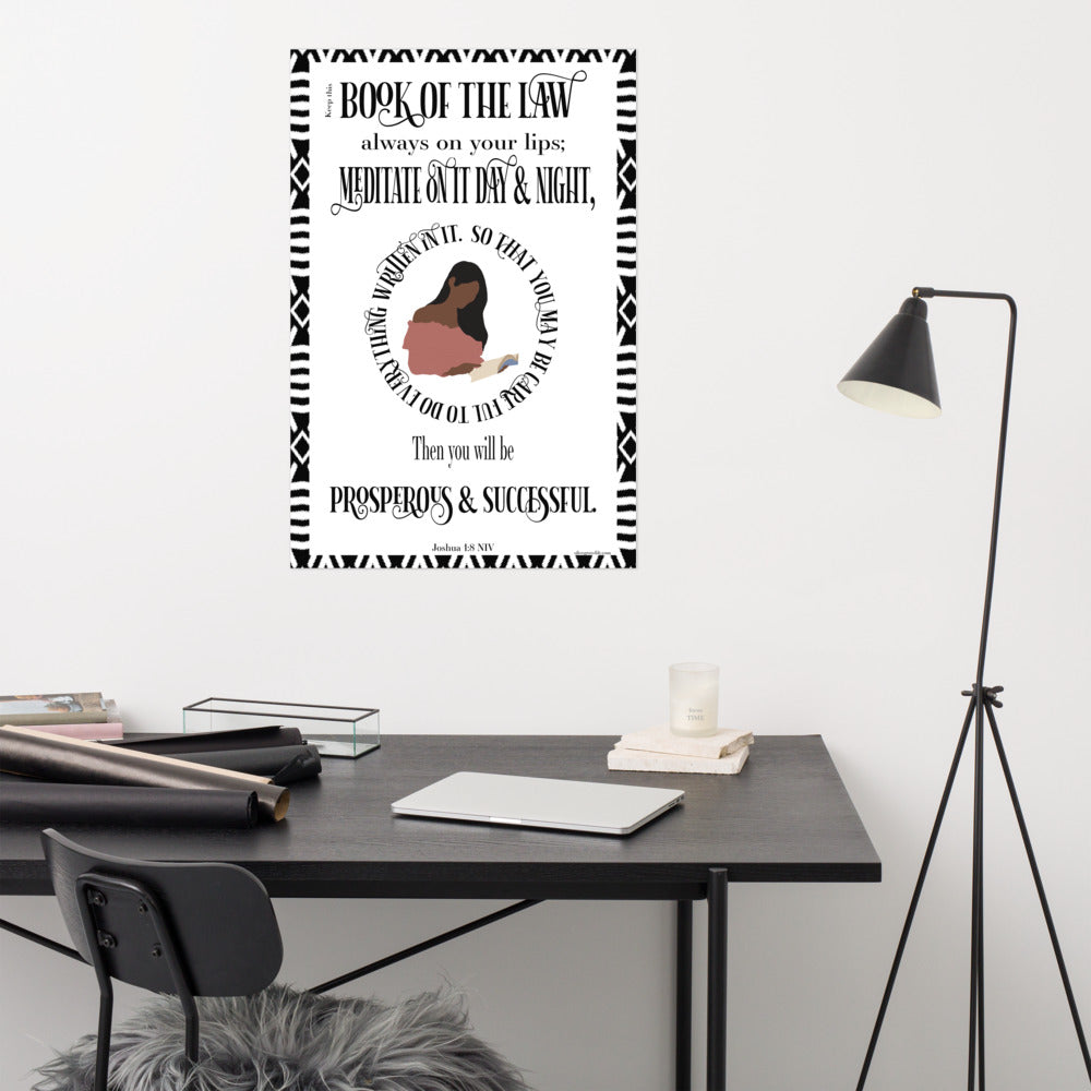 Joshua 1:8 NIV Art Print desk mockup