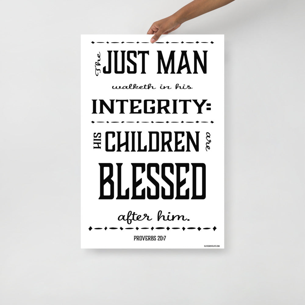 Proverbs 20:7 Art Print 24x36